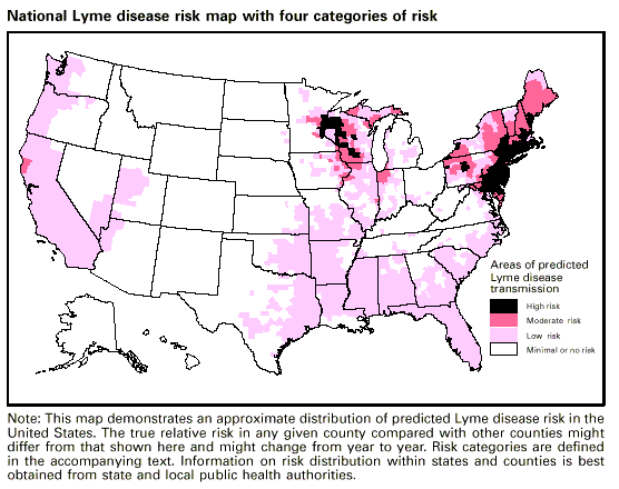 Map: National Lyme disease risk map with four categories of risk